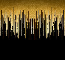 Banner with gold texture lines decoration on the black background. Horizontal seamless pattern. - 137761650
