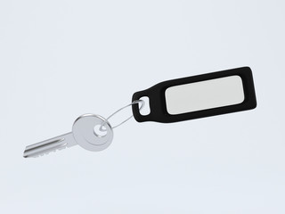 Keyring with key 3d rendering