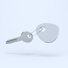 Keyring with key 3d rendering