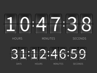 Flip countdown timer, hourly schedule