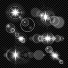 Lens flare sunlight vector effects set