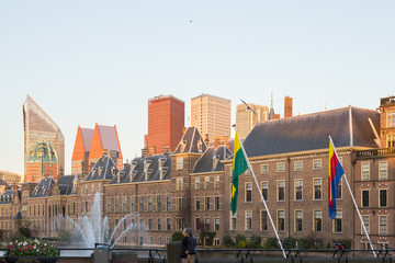 hague skyline  in sunset