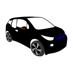 Electric car vector silhouette