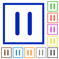 Media pause flat framed icons