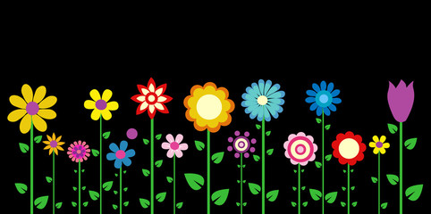 colorful spring flowers vector illustration