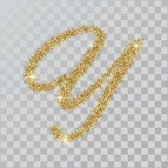 Gold glitter powder letter Y in  hand painted style.