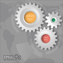 Vector illustration of gears with on the grey background