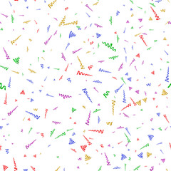 Seamless background with party streamers and confetti