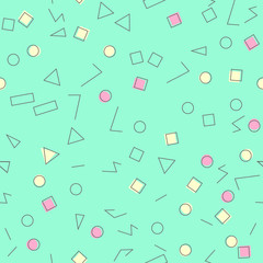  Colorful geometric seamless pattern different shapes color style.