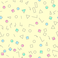  Colorful geometric seamless pattern different shapes color style.