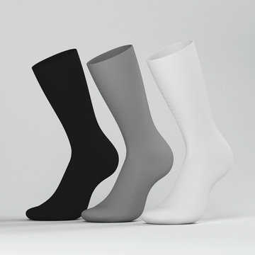 Socks, three socks mockup 3d rendering