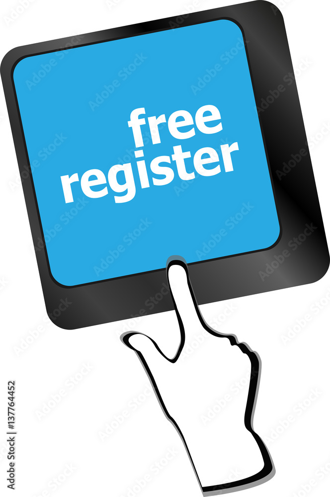 Poster free register computer key showing internet login