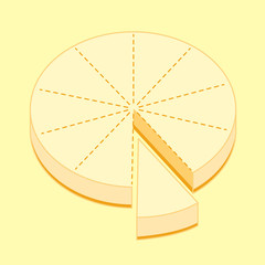 Cheesecake ten pieces partition scheme, vector sketch illustration