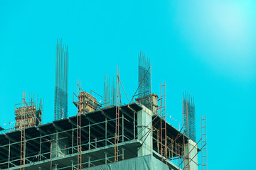 Construction - Steel Structures in building (blue filler style )