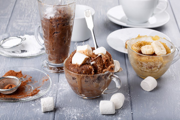 Quick chocolate mug cake with marshmallow