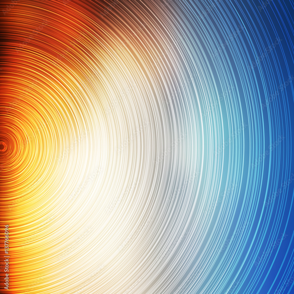 Poster abstract colorful concentric circles pattern on blurred background, vector design