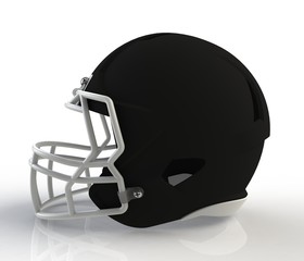 Naklejka premium Black american football helmet side view on a white background with detailed clipping path, 3D rendering