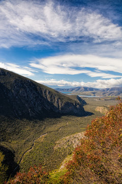 Delphi with beautifu green valley in Greece