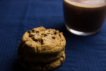 Warm Chocolate Milk drink and cookies