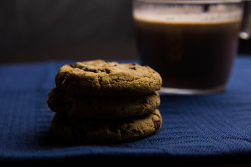 Warm Chocolate Milk drink and cookies