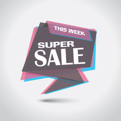 Promotional super sale banner in colorful design