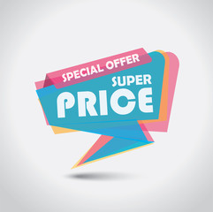 Promotional super price banner in colorful design