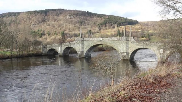 Timelapse of General Wades Bridge over River Tay Dunkeld Scotland
