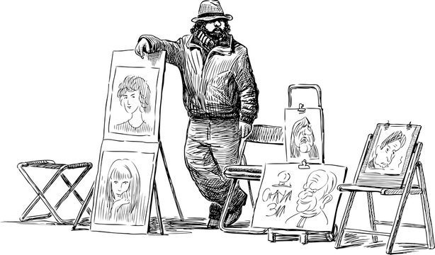 sketch of a street artist