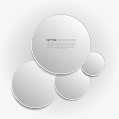 Paper circle background with drop shadows. Vector abstract illustration.