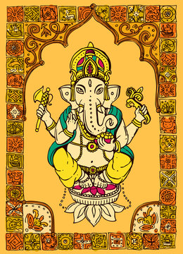 Vector illustration with Ganesha.