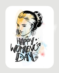 Happy Women's Day greeting card design.