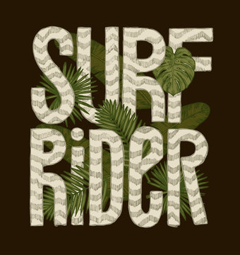 surf rider tropical leaves tribal print