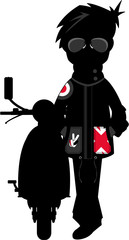 Retro Sixties Mod and Scooter Silhouette