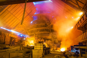 Steel Works blast furnace shop, industrial background