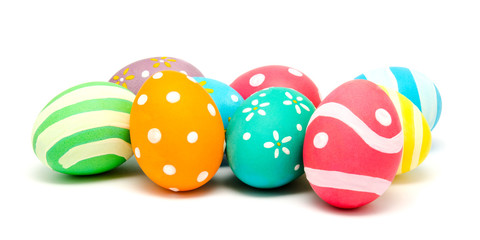 Fototapeta na wymiar Perfect colorful handmade easter eggs isolated