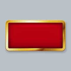 Golden frame with red velvet copy space vector template.