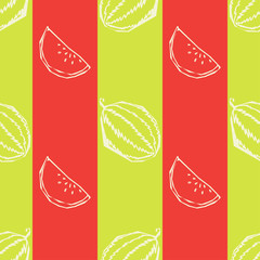 Seamless vector pattern with hand drawn watermelons