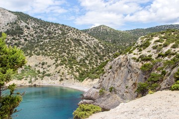 Beautiful seascape. South coast of Crimea, Novy Svet, near Kapchik cape