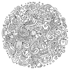 Fototapeta premium Cartoon cute doodles hand drawn Baby illustration