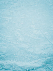 Close up photo of blue ice surface with scratches, space for texture or background