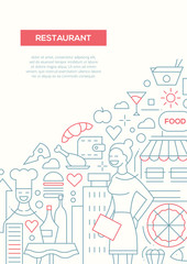Restaurant - line design brochure poster template A4