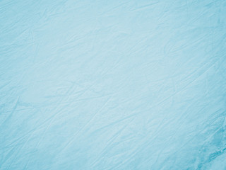 Close up photo of blue ice surface with scratches, space for texture or background