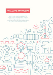 Fototapeta na wymiar Welcome to Russia - line design brochure poster template A4