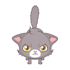 Cute gray cat character being angry ( use for stickers, fun scenes, decoration etc. )