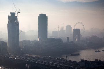Naklejka premium rooftop view over London on a foggy day from St Paul's cathedral, UK