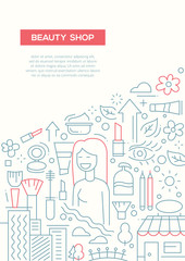 Beauty Shop - line design brochure poster template A4