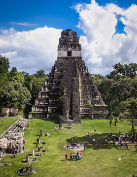 Gran Plaza at the archaeological site Tikal, Guatemala.