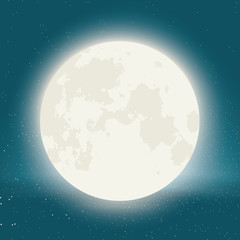 Vector moon with stars in background.
