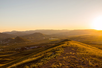 Landscape: last sunlights over the hills