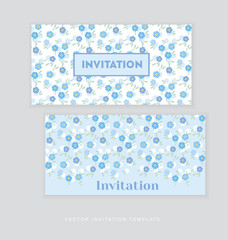 spring blossom invitation card template. simple elegant floral vector illustration for header. cover, wedding prints